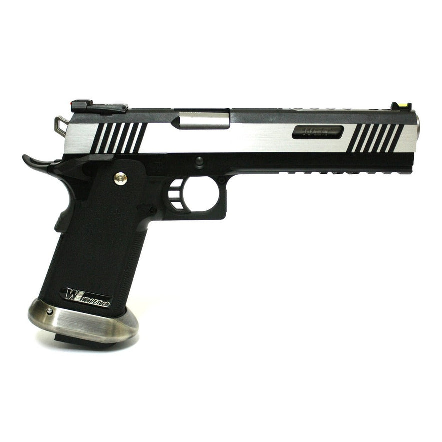 Hi-Capa 6.0 IREX GBB Pistol (No Text) (Silver|Black) (Silver Barrel)