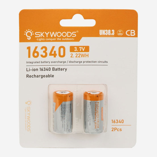 Skywoods Rechargeable CR123A/16340 Li-Ion Battery 2 Pack