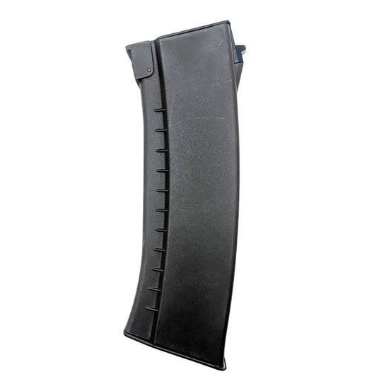 Raven Evolution 200 Round AEG AK Mid Cap Magazine in Bakelite/Dark Plum with textured surface and feeding mechanism visible.