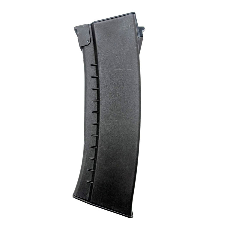 Raven Evolution 200 Round AEG AK Mid Cap Magazine in Bakelite/Dark Plum with textured surface and feeding mechanism visible.