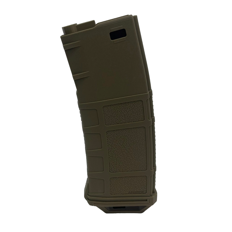Amarok 250-round polymer mid-cap magazine for M4/AR-15 rifles in FDE color, designed for AEG airsoft guns.