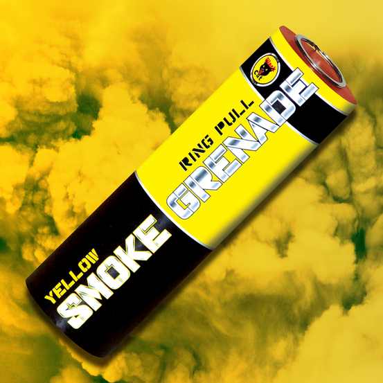 Black Cat 90 second Ring Pull Yellow Smoke Grenade - Pack of 5-0