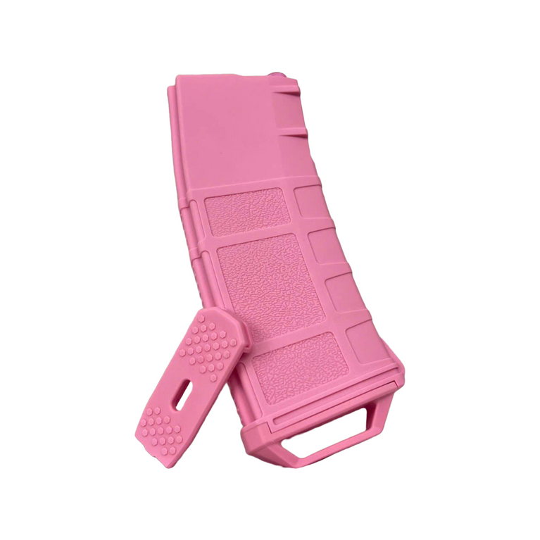 Pink Amarok 250-round polymer mid-cap magazine for M4/AR-15 AEG airsoft gun, limited edition design.