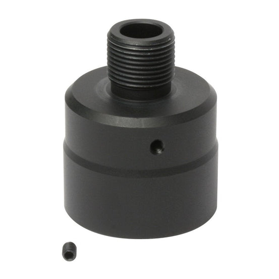G&G MP9 silencer adapter in black with 14mm CCW threading for airsoft gun accessories