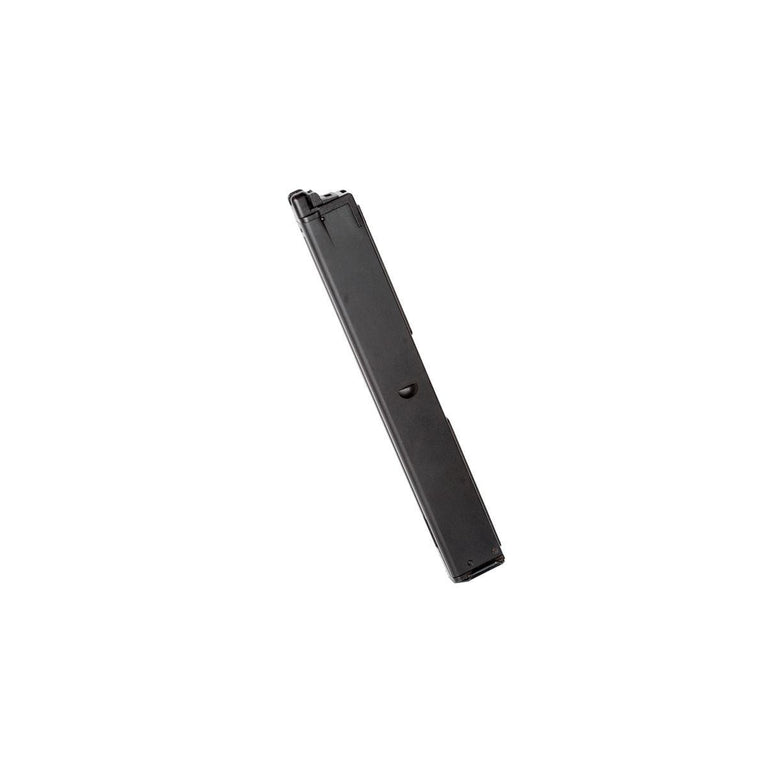 KWA M11A1 gas magazine with 48 rounds, showcasing its sleek design and sturdy construction in a detailed image.