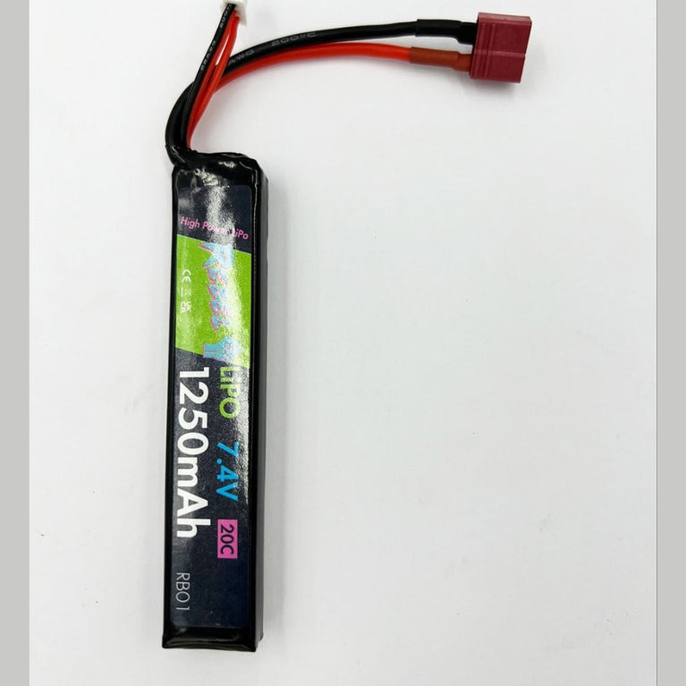 Rebel Battery - 1250mAh Lipo 7.4V 20C Stick - Deans
