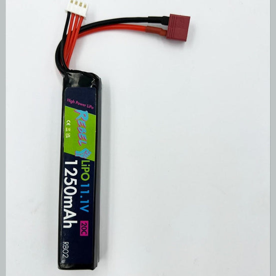 Rebel Battery - 1250mAh Lipo 11.1V 20C Stick - Deans