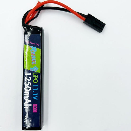 Rebel Battery - 1250mAh Lipo 11.1V 20C Stick - Mini Tamiya