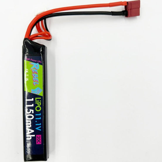 Rebel Battery - 1150mAh Lipo 11.1V 20C Stick - Deans