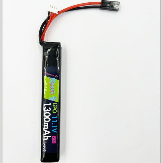Rebel Battery - 1300mAh Lipo 11.1V 20C Stick - Mini Tamiya