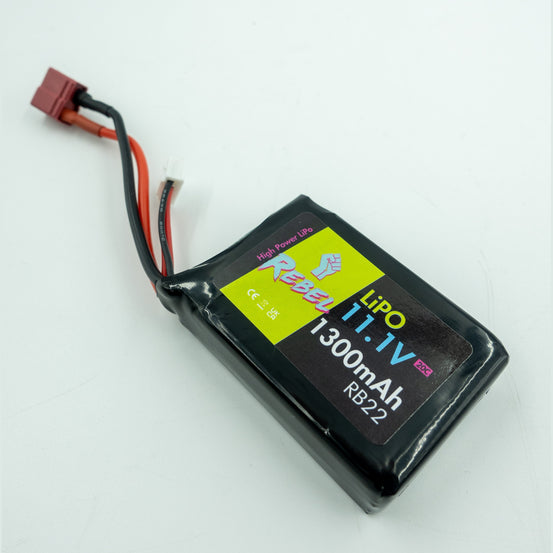 Rebel Battery - 1300mAh LiPo 11.1V 20C stick (PEQ/AN-15) - Deans
