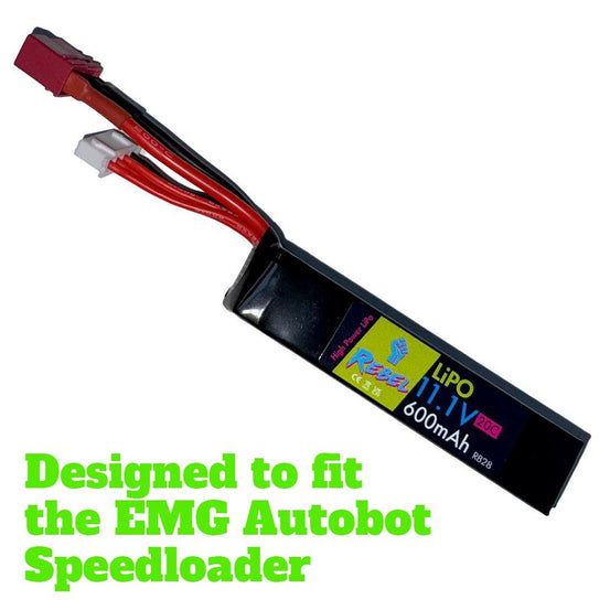 Rebel Battery - 600mAh Lipo 11.1V (PDW) - Deans (fits the EMG Autobot)