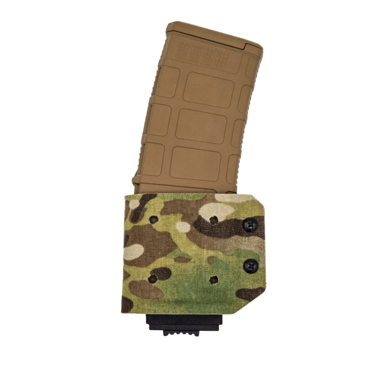 Kydex Customs 5.56 NATO magazine carrier in black, showcasing a durable design for secure magazine storage.