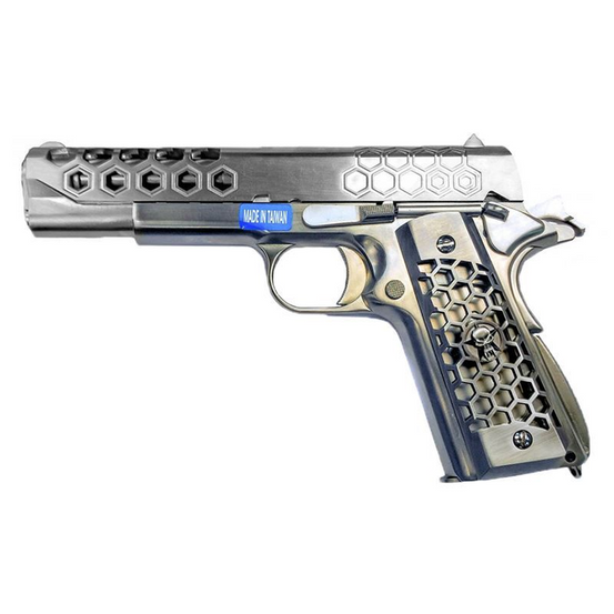 WE 1911 Hex Cut In Silver GBB Pistol-0