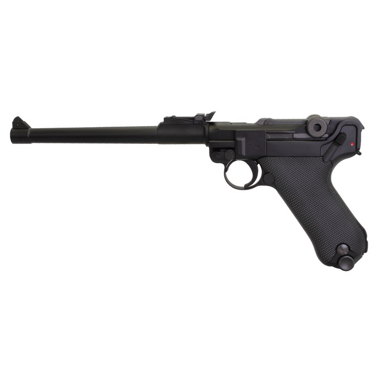 WE P08 Luger 8" GBB Pistol- Black.-0