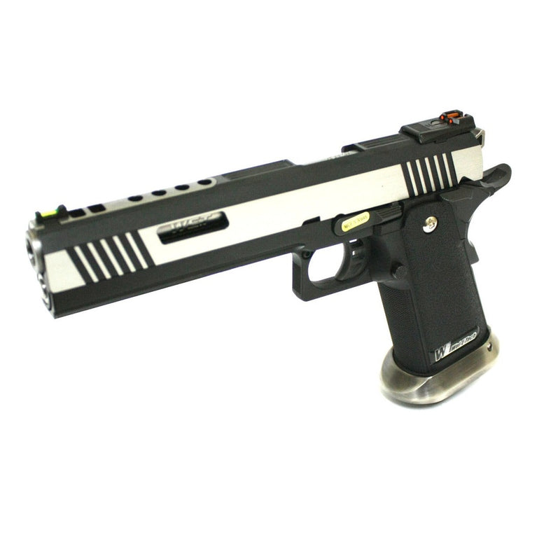 Hi-Capa 6.0 IREX GBB Pistol (No Text) (Silver|Black) (Silver Barrel)