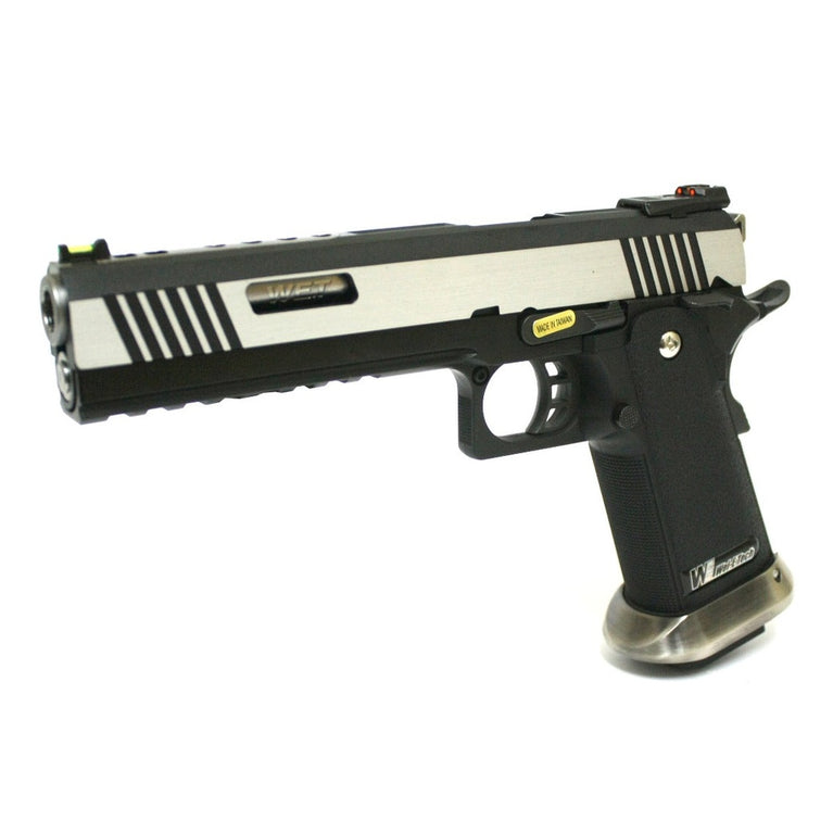 Hi-Capa 6.0 IREX GBB Pistol (No Text) (Silver|Black) (Silver Barrel)