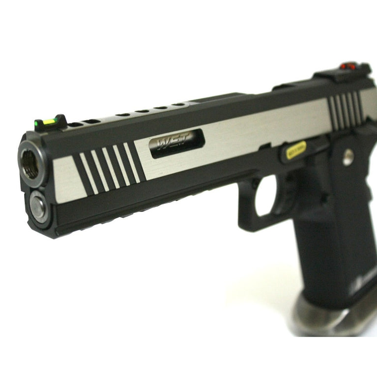 Hi-Capa 6.0 IREX GBB Pistol (No Text) (Silver|Black) (Silver Barrel)