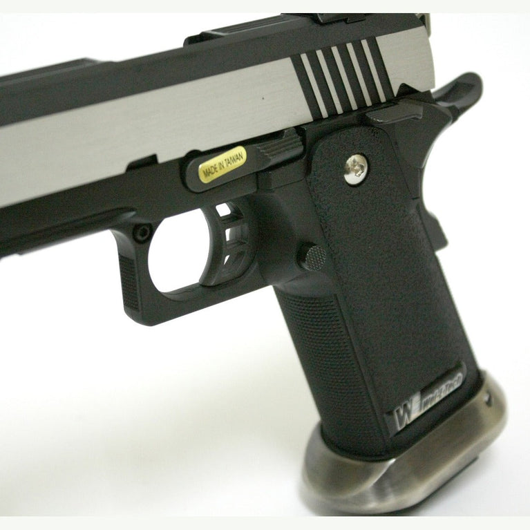 Hi-Capa 6.0 IREX GBB Pistol (No Text) (Silver|Black) (Silver Barrel)