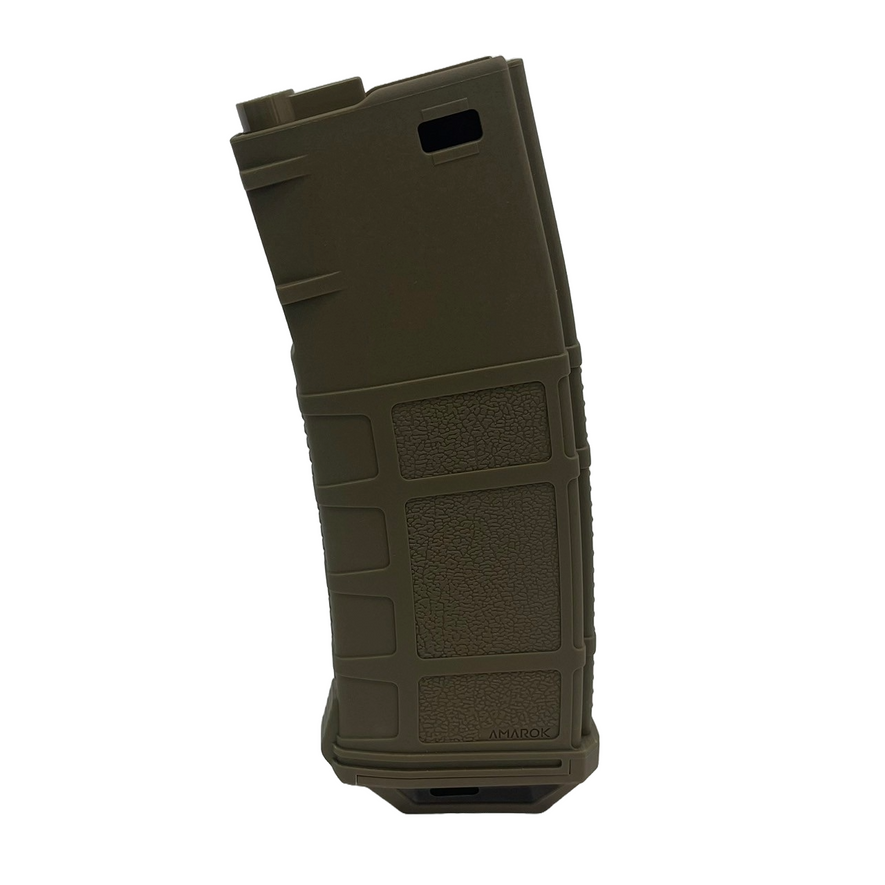 Amarok 250-round polymer mid-cap magazine for M4/AR-15 rifles in FDE color, designed for AEG airsoft guns.