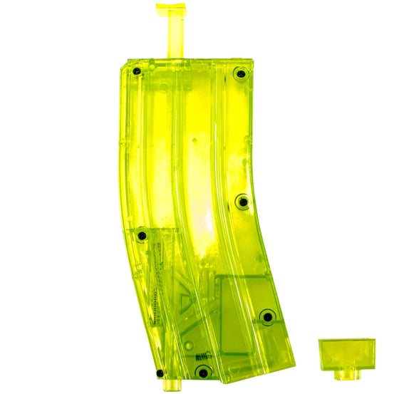 Nuprol XL Speedloader 500R in green, designed for quick magazine loading of airsoft guns, with a sturdy plastic body.