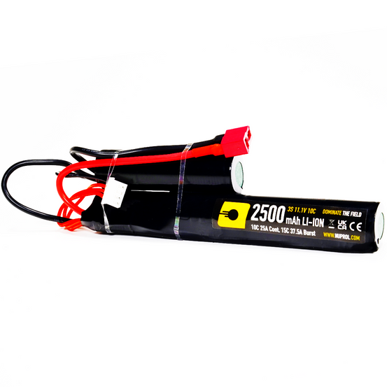 Nuprol Li-Ion Battery 2500mAh 11.1V 10C for RC models, featuring Deans connector and compact design.