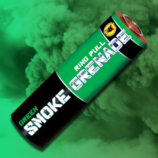 Black Cat 90 second Ring Pull Green Smoke Grenade - Pack of 5-0