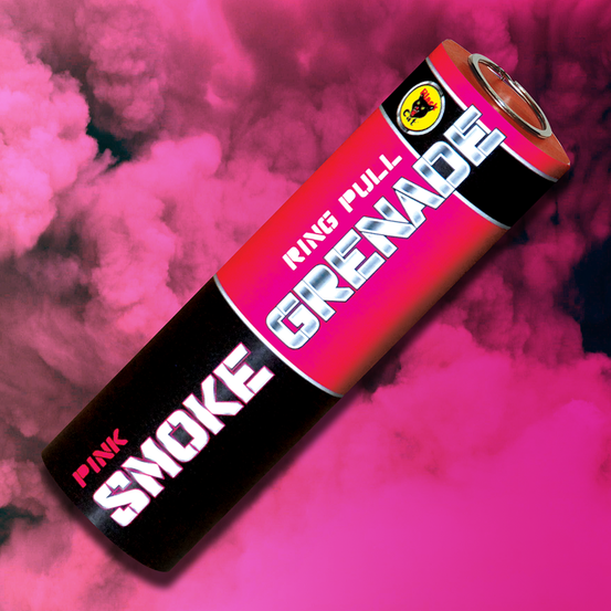 Black Cat 90 second Ring Pull Pink Smoke Grenade - Pack of 5-0