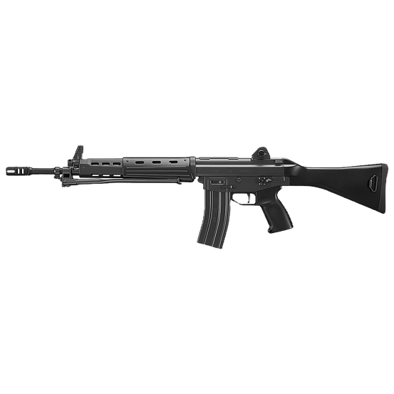 Tokyo Marui Type 89 rifle with fixed stock for gas blowback airsoft, shown in a close-up view highlighting the firearm details.
