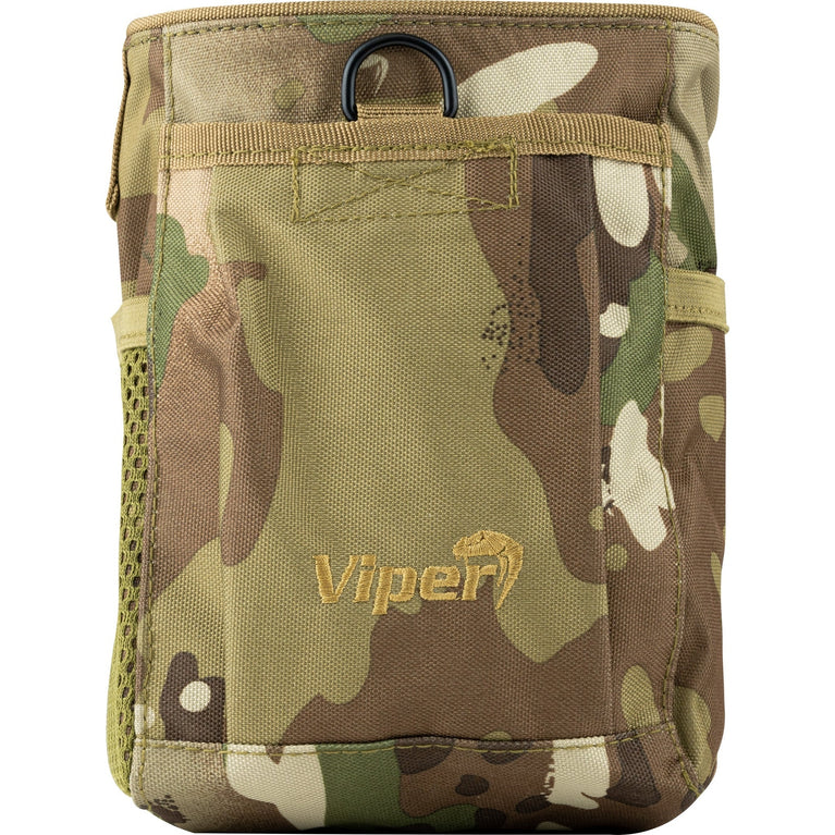 Viper Tactical Elite 600D Cordura dump bag in tactical camo with multiple compartments and adjustable straps for outdoor use.