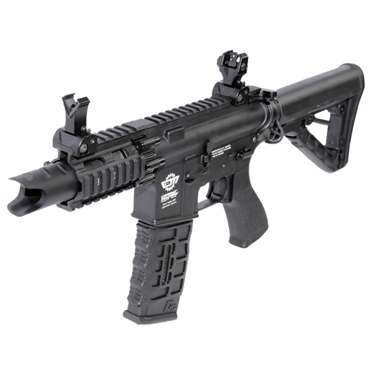 G&G Firehawk M4 Stubby airsoft gun in black with compact design and tactical features.