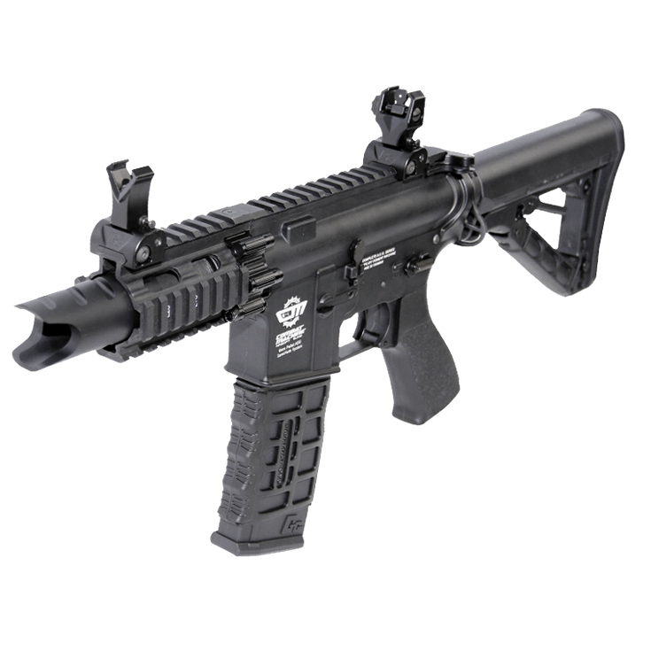 G&G Firehawk M4 Stubby airsoft gun in black with compact design and tactical features.