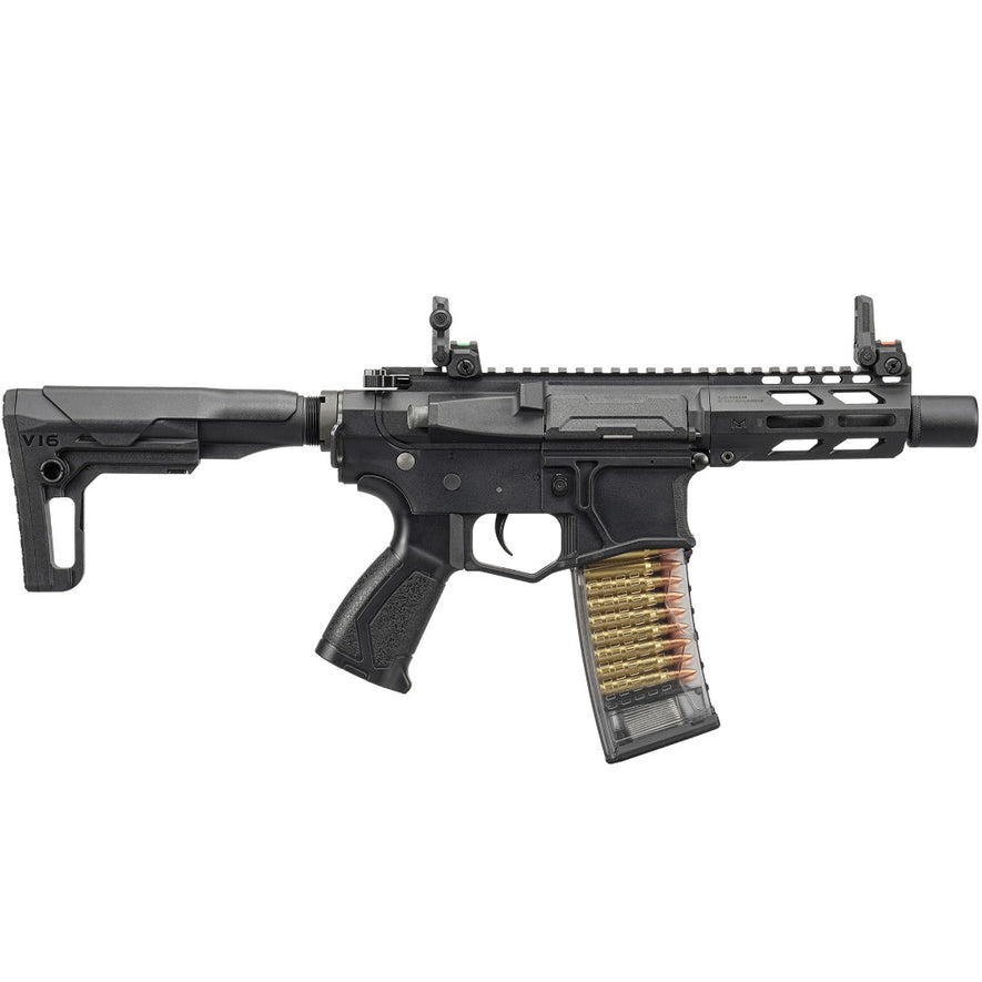 G&G CM16 Batto CQB Combat Machine AEG rifle with black polymer stock and tactical rail system, ready for close-quarters combat.