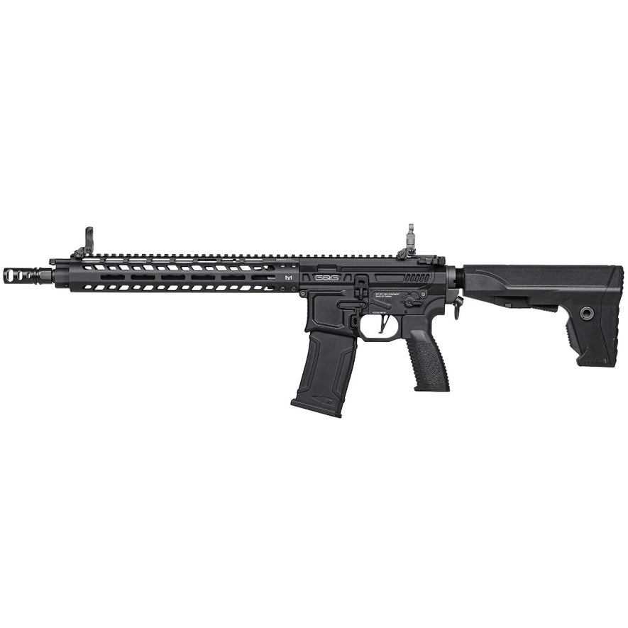 G&G Armament MGCR 556 GBB Rifle EU 12-inch airsoft gun with tactical stock and realistic design, outdoor background