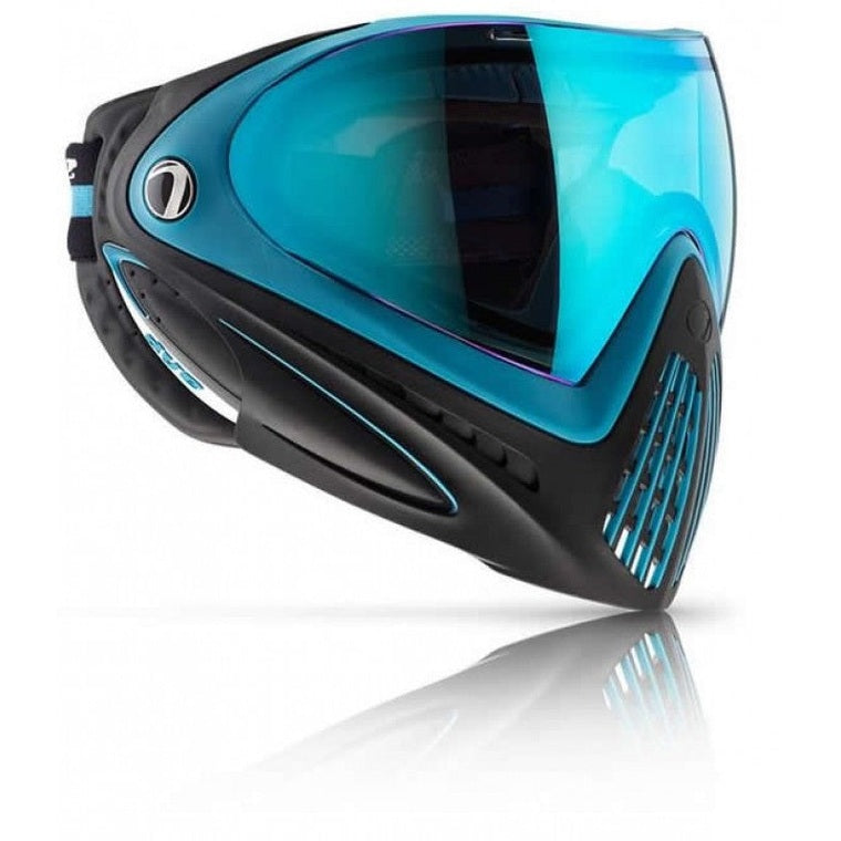 Dye i4 mask in powder blue color, showcasing a sleek design and comfortable fit for paintball enthusiasts.