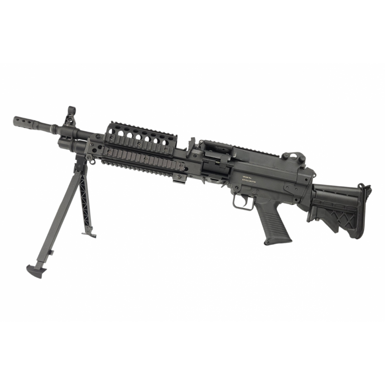 Black Raven Evolution NEO LMG46 AEG airsoft gun with detailed design and tactical features.