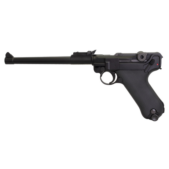 WE P08 Luger 8" GBB Pistol- Black.-0